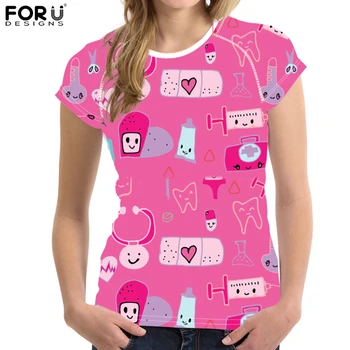 FORUDESIGNS Kawaii Medical Pink Printing Women Summer T Shirts Elasicity Bodybuilding Lady Short Sleeves Casual Wear O-Neck Tees 
FORUDESIGNS Kawaii Medical Pink Printing Women Summer T Shirts Elasicity Bodybuilding Lady Short Sleeves Casual Wear O-Neck Tees