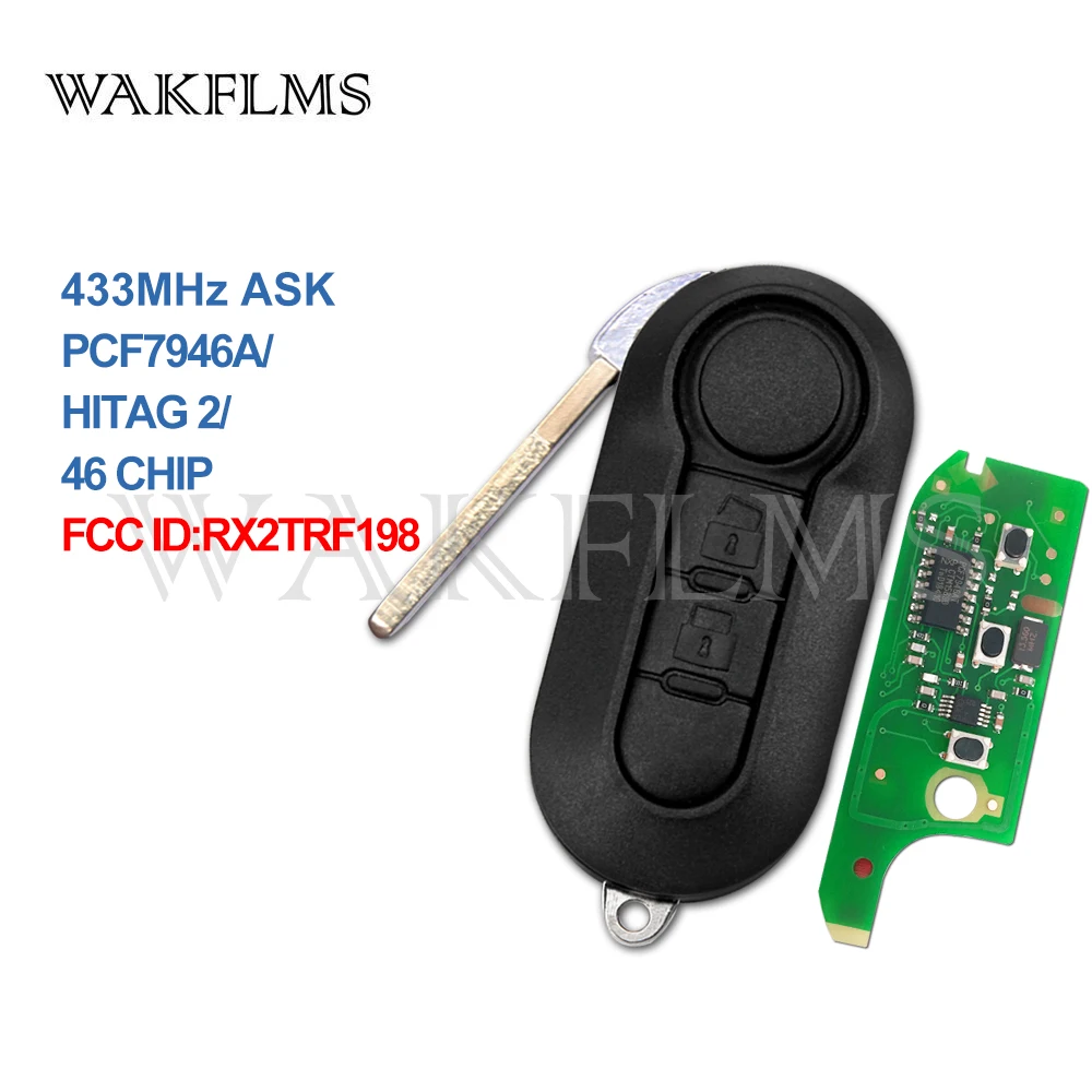 2 Buttons 433MHz PCF7946 / HITAG 2 / 46 CHIP Flip Car Key Fob Auto key For Fiat 500 500L
2 Buttons 433MHz PCF7946 / HITAG 2 / 46 CHIP Flip Car Key Fob Auto key For Fiat 500 500L