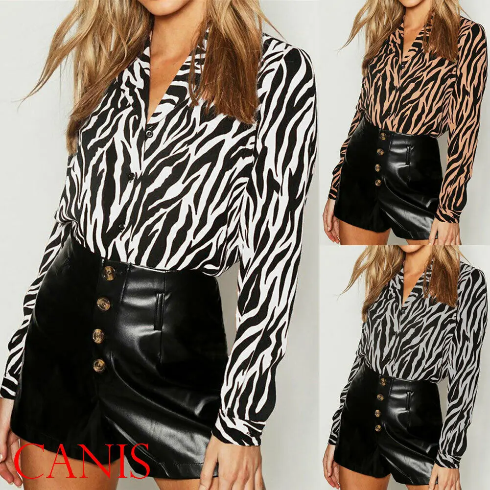 Fashion Women Casual Chiffon Tops T-Shirt Loose Long Sleeve Solid V-Neck Zebra Pattern Printed Club Party Female Outfits
Fashion Women Casual Chiffon Tops T-Shirt Loose Long Sleeve Solid V-Neck Zebra Pattern Printed Club Party Female Outfits