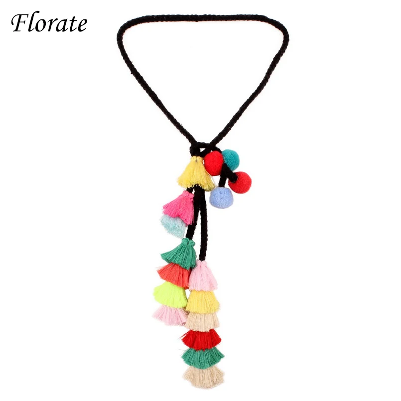 Florate Colorful Cotton Pom Pom Ball Tassel Long Necklace For Women Design Handmade Statement Black Rope Bohemian Necklace 2019
Florate Colorful Cotton Pom Pom Ball Tassel Long Necklace For Women Design Handmade Statement Black Rope Bohemian Necklace 2019