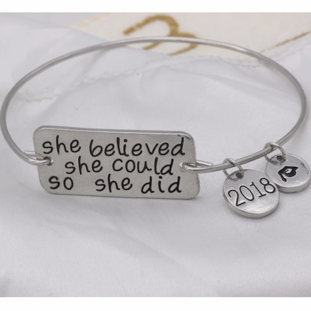 she believed she could so she did bangles inspirational bracelets 2018 awareness bangles YLQ0610
she believed she could so she did bangles inspirational bracelets 2018 awareness bangles YLQ0610