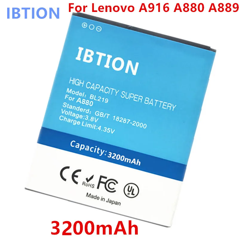 IBTION 3200mAh BL219 BL-219 Battery Use For Lenovo A880 S856 A889 A890e S810t A850+ A916
IBTION 3200mAh BL219 BL-219 Battery Use For Lenovo A880 S856 A889 A890e S810t A850+ A916