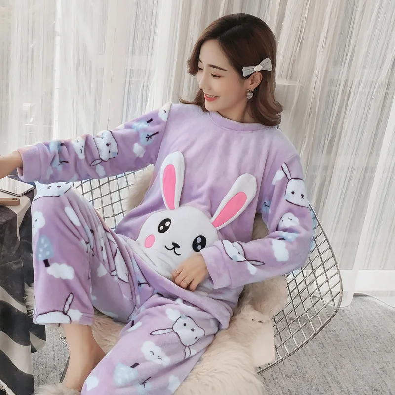 Women Cute Pajamas Autumn Winter Flannel Kawaii Rabbit Korean Pijamas Night Sleepwear Nightwear nuisette femme de nuit Pyjamas
Women Cute Pajamas Autumn Winter Flannel Kawaii Rabbit Korean Pijamas Night Sleepwear Nightwear nuisette femme de nuit Pyjamas