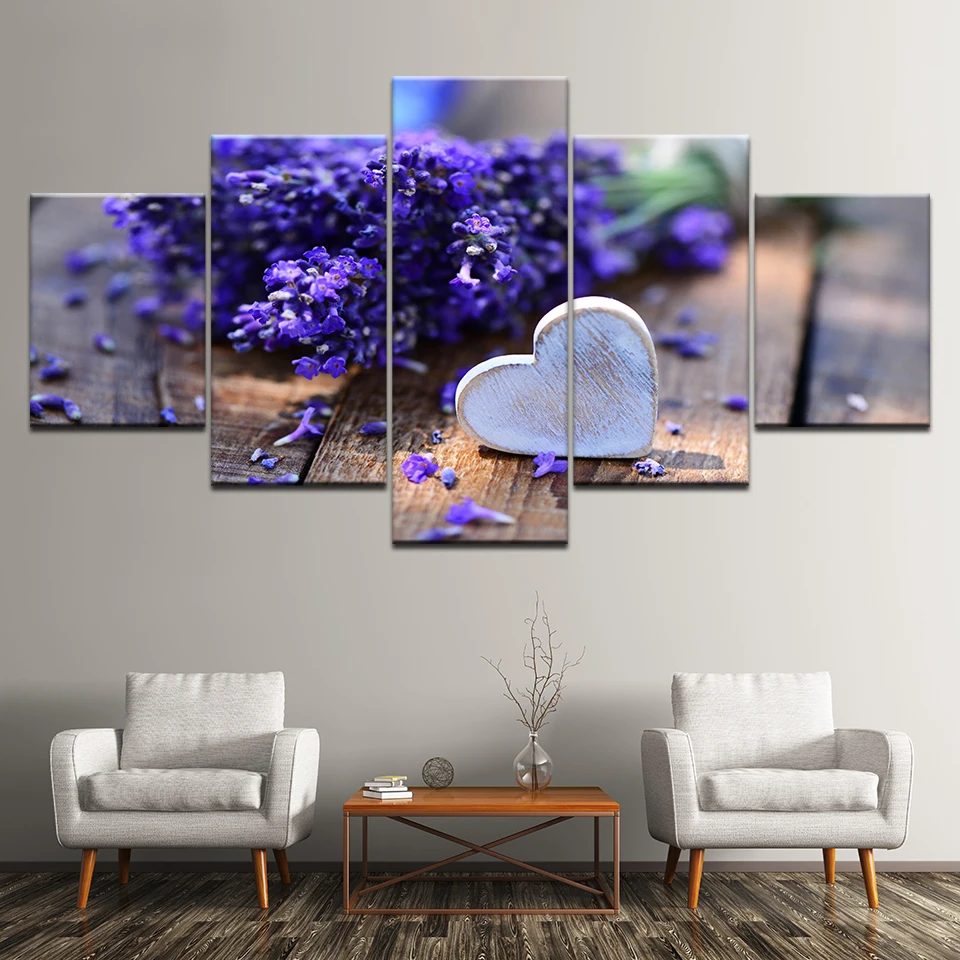 Canvas Painting Purple Lavender and heart flowers 5 Pieces Wall Art Painting Modular Wallpapers Poster Print Home Decor
Canvas Painting Purple Lavender and heart flowers 5 Pieces Wall Art Painting Modular Wallpapers Poster Print Home Decor