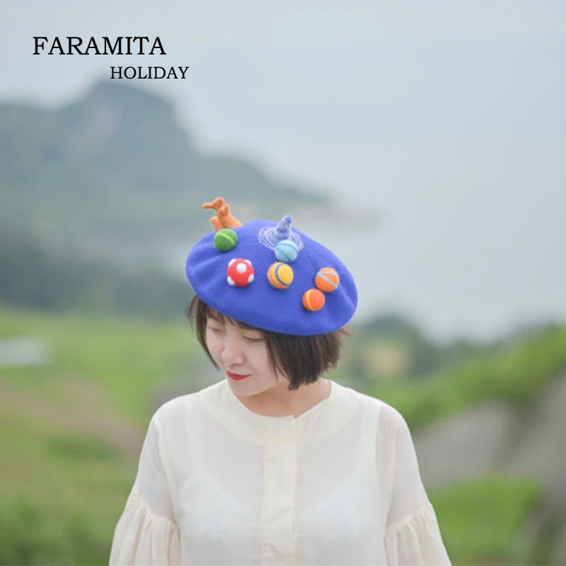 Faramita Holiday Star Microcosm Blue Cute Hat Vogue Beret Hats Girls Flat Cap Painter Cashmere Hats Lady Girl Berets Women Warm
Faramita Holiday Star Microcosm Blue Cute Hat Vogue Beret Hats Girls Flat Cap Painter Cashmere Hats Lady Girl Berets Women Warm