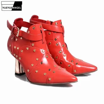 Top Brand Ankle Boots Women Pointed Toe Belt Buckle Chelsea Boots England Style Rivet Real Cow Leather Red Black Ladies Pumps
Top Brand Ankle Boots Women Pointed Toe Belt Buckle Chelsea Boots England Style Rivet Real Cow Leather Red Black Ladies Pumps