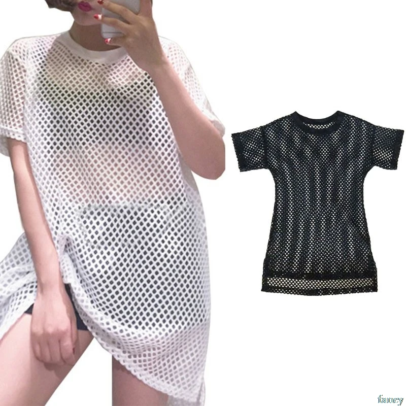 Womens Sexy See Through Mesh Dress Short Sleeve Crochet Hollow Out Fishnet Swimsuit Cover Up Side Split Oversized
Womens Sexy See Through Mesh Dress Short Sleeve Crochet Hollow Out Fishnet Swimsuit Cover Up Side Split Oversized