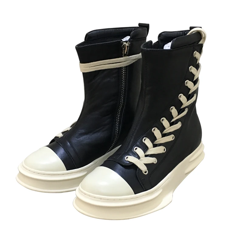 Brand Fashion Thick Platform Men's High Top Lace Up Booties Round Toe Ankle Boots Genuine Leather Men Shoes 2018 New
Brand Fashion Thick Platform Men's High Top Lace Up Booties Round Toe Ankle Boots Genuine Leather Men Shoes 2018 New