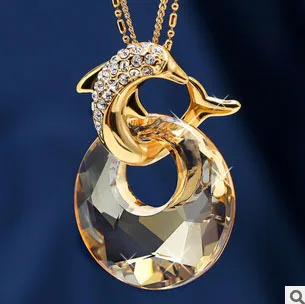 Sale fine jewelry new 2015 korean luxury Austria crystal dolphins pendant long necklace women sweater accessories wholesale/gift
Sale fine jewelry new 2015 korean luxury Austria crystal dolphins pendant long necklace women sweater accessories wholesale/gift