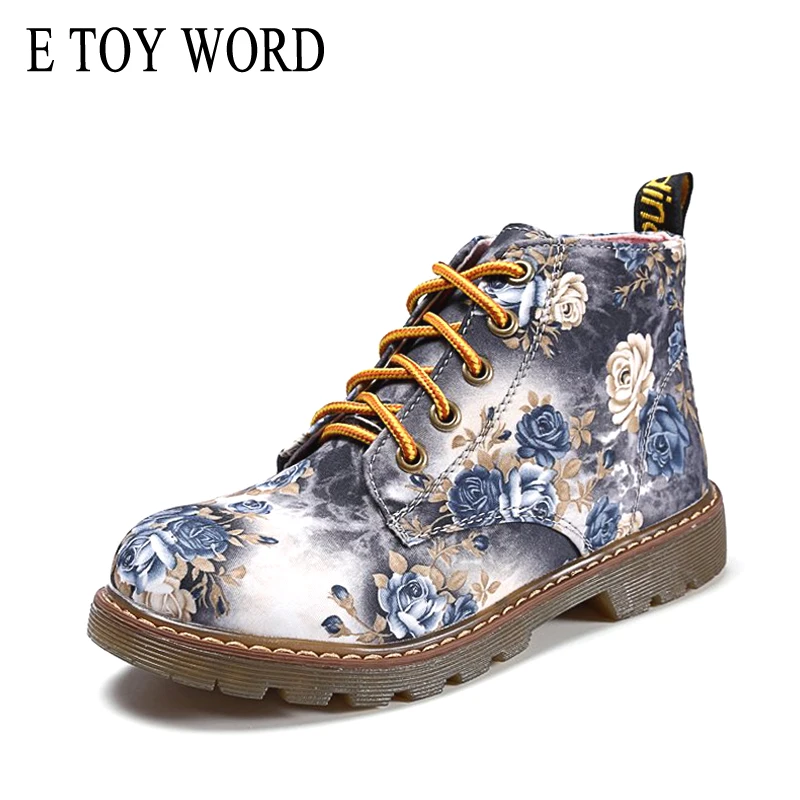 E TOY WORD women Lace up ankle boots Low Heels floral printed boots casual shoes woman Oxfords Motorcycle Booties Plus Size 40
E TOY WORD women Lace up ankle boots Low Heels floral printed boots casual shoes woman Oxfords Motorcycle Booties Plus Size 40
