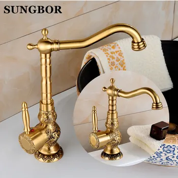 Basin Faucets Antique Brass Bathroom Faucet Basin Carving Tap Rotate Single Handle Hot and Cold Water Mixer Taps Crane AL-7145F
Basin Faucets Antique Brass Bathroom Faucet Basin Carving Tap Rotate Single Handle Hot and Cold Water Mixer Taps Crane AL-7145F