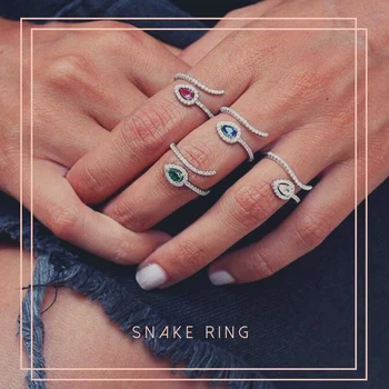 Unique Colorful Snake Ring For Women Fashion Multicolor Water Drop CZ Zircon Adjustable Wrap Ring Delicate Animal Jewelry
Unique Colorful Snake Ring For Women Fashion Multicolor Water Drop CZ Zircon Adjustable Wrap Ring Delicate Animal Jewelry