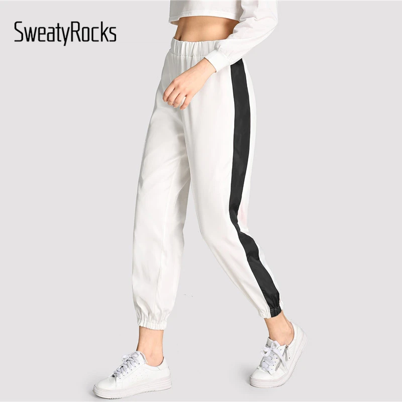 SweatyRocks White Contrast Trim Pants Active Wear Mid Waist Sweatpants 2018 Autumn Casual Elastic Waist Pants And Trousers
SweatyRocks White Contrast Trim Pants Active Wear Mid Waist Sweatpants 2018 Autumn Casual Elastic Waist Pants And Trousers