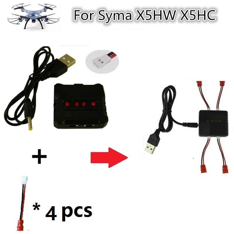 Multipurpose 4-in-1 3.7V Lipo Battery Adapter Charger USB Interface for Syma X5HC X5HG X5HW X5A-1 battery charger
Multipurpose 4-in-1 3.7V Lipo Battery Adapter Charger USB Interface for Syma X5HC X5HG X5HW X5A-1 battery charger