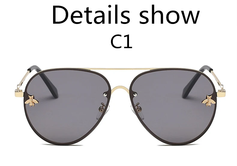 ASOUZ 2019 new fashion ladies sunglasses UV400 metal oval frame bee sunglasses classic brand design sports driving sunglasses (4)