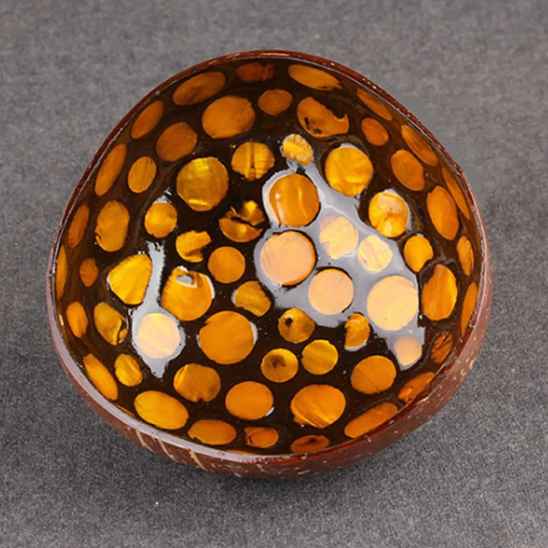Natural Geometric Shape Coconut Shell Bowl Dishes Kitchen Paint Craft Home Decor