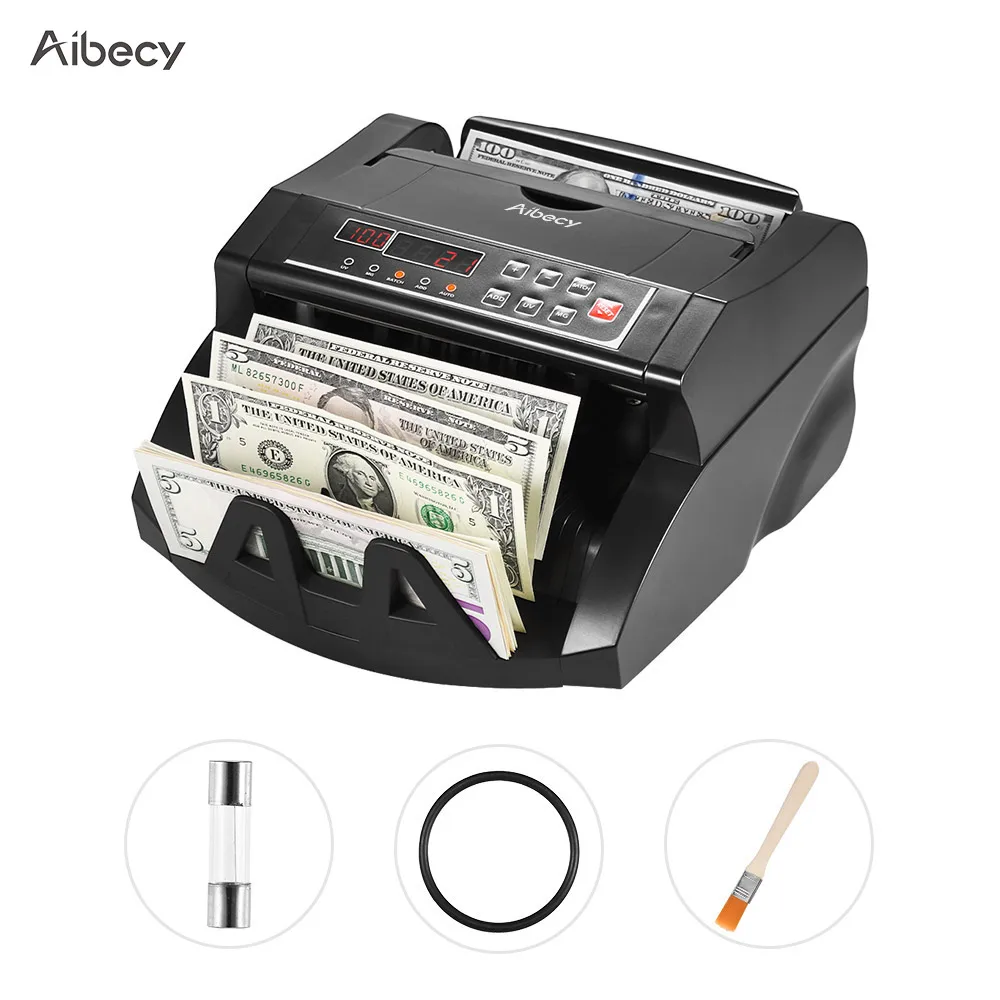 

Aibecy Multi-Currency Banknote Counter UV/MG/IR/DD Counterfeit Detector Automatic Cash Bill Money Counting Machine LCD Display