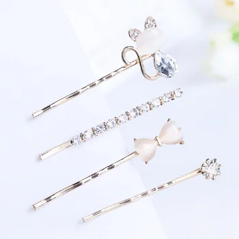 New 4pcs Fashion Cat shape Hairpins Women Girls Crystal Rhinestones Hair Clips Bowknot Hairpin Barrette Chic Hair Accessories
New 4pcs Fashion Cat shape Hairpins Women Girls Crystal Rhinestones Hair Clips Bowknot Hairpin Barrette Chic Hair Accessories