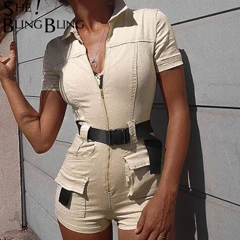 SheBlingBling 2019 Summer Women Cargo Pants Casual Romper Short Jumpsuit Front Zipper Shorts Female Playsuits Sashes Overalls
SheBlingBling 2019 Summer Women Cargo Pants Casual Romper Short Jumpsuit Front Zipper Shorts Female Playsuits Sashes Overalls