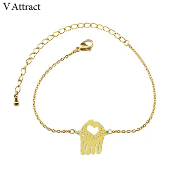 V Attract 10pcs Lover Jewelry Cute Giraffe Heart Bracelets Gold Color Stainless Steel Chian Bracciali Donna Mujer Couple Gift
V Attract 10pcs Lover Jewelry Cute Giraffe Heart Bracelets Gold Color Stainless Steel Chian Bracciali Donna Mujer Couple Gift