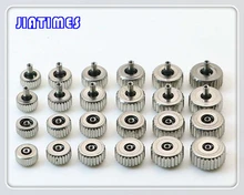 Frete grátis 10pc prata aço inoxidável à prova dwaterproof água relógio coroa de 4.5mm a 7.0mm grande buraco 2.5mm diâmetro selecionar tamanho(China)