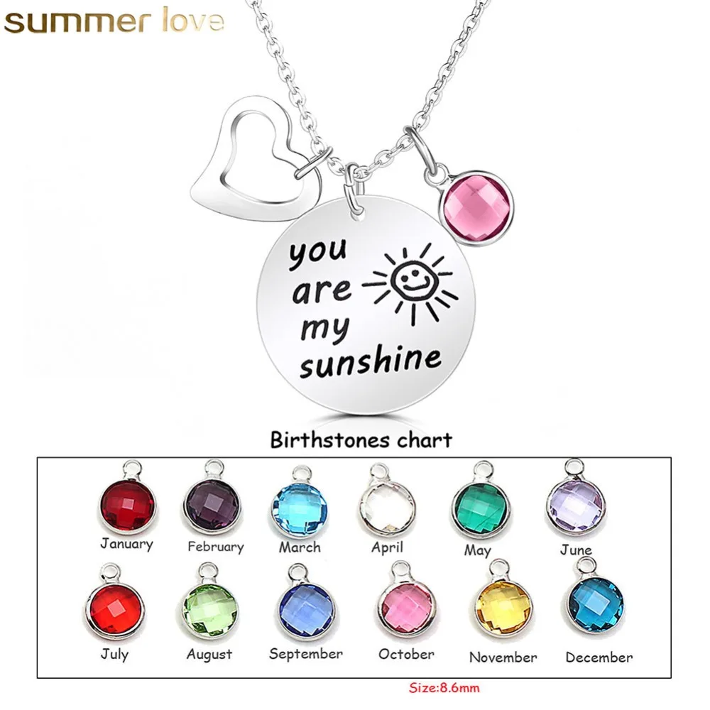 High Quality Engraved Letters Necklace You are my sunshine Birthstone Pearl Pendants Heart Necklaces For Women DIY Jewelry
High Quality Engraved Letters Necklace You are my sunshine Birthstone Pearl Pendants Heart Necklaces For Women DIY Jewelry