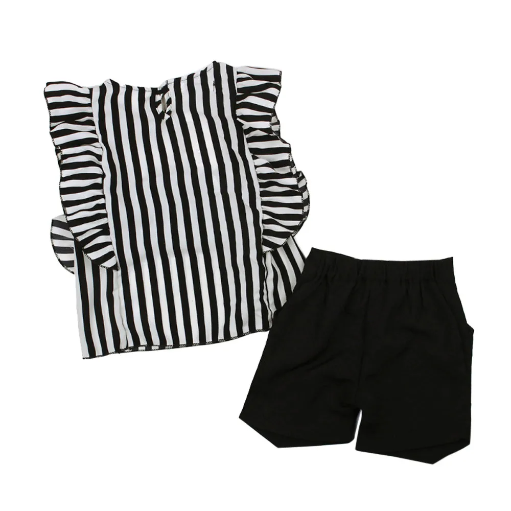 Fashion personality striped shirt shorts suit simple Girls Outfit Clothes Striped T-shirt Tops+Shorts Pants Set F4
Fashion personality striped shirt shorts suit simple Girls Outfit Clothes Striped T-shirt Tops+Shorts Pants Set F4