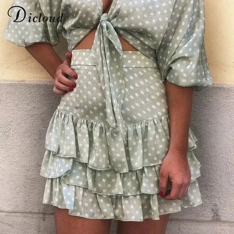 DICLOUD Casual Polka Dot Women Ruffle Mini Skirt Fashion 2019 Summer High Waist Green Boho A Line Vintage Skirts
DICLOUD Casual Polka Dot Women Ruffle Mini Skirt Fashion 2019 Summer High Waist Green Boho A Line Vintage Skirts