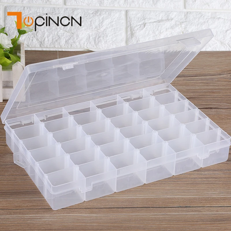 

36 Grids Clear Plastic Storage Box With Adjustable Dividers Organizer Pills Drugs Earrings Bead Jewelry Small Storage Box Case