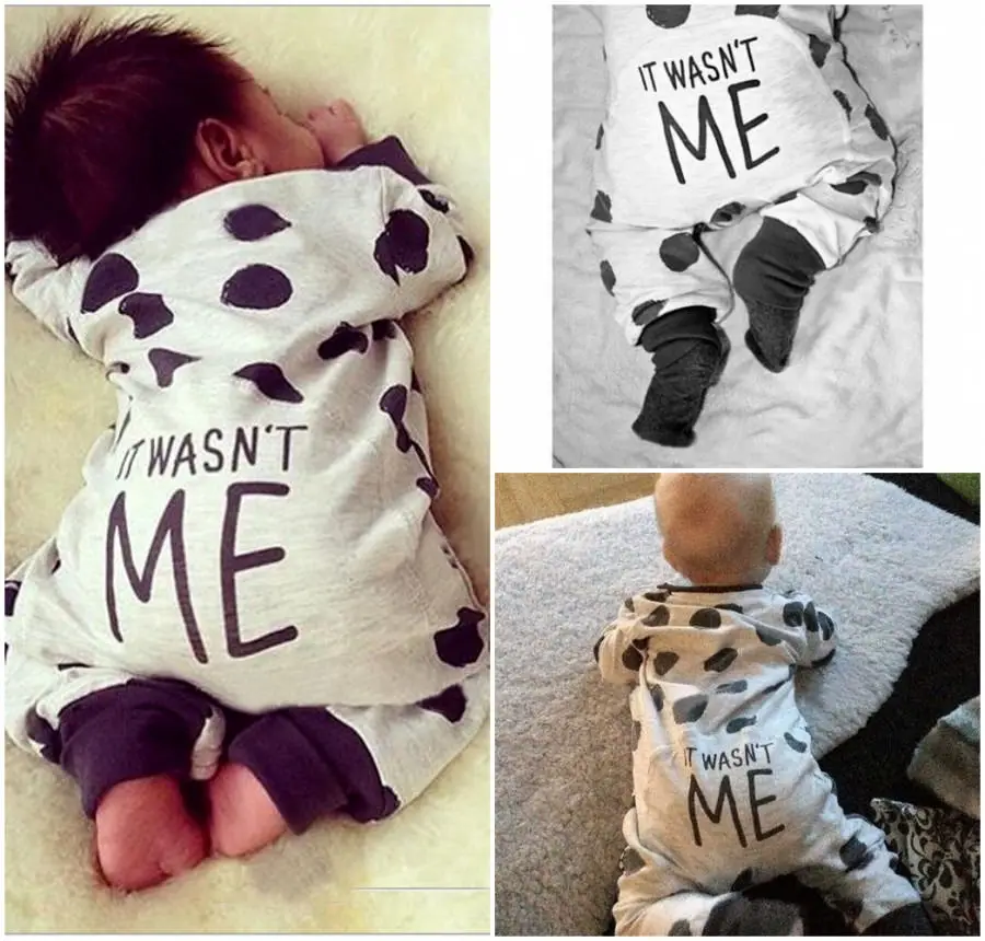 

0-24M Cute Newborn Baby Boy Girl Autumn Clothes Long Sleeve Polka Dot PP Letter Print Cotton Romper Jumpsuit Outfits