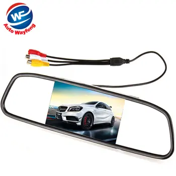 

5" Digital Color TFT LCD Car Monitor Rearview Mirror Security Monitor for Camera DVD VCR PAL/NTSC DC12V 2 Video Input Port