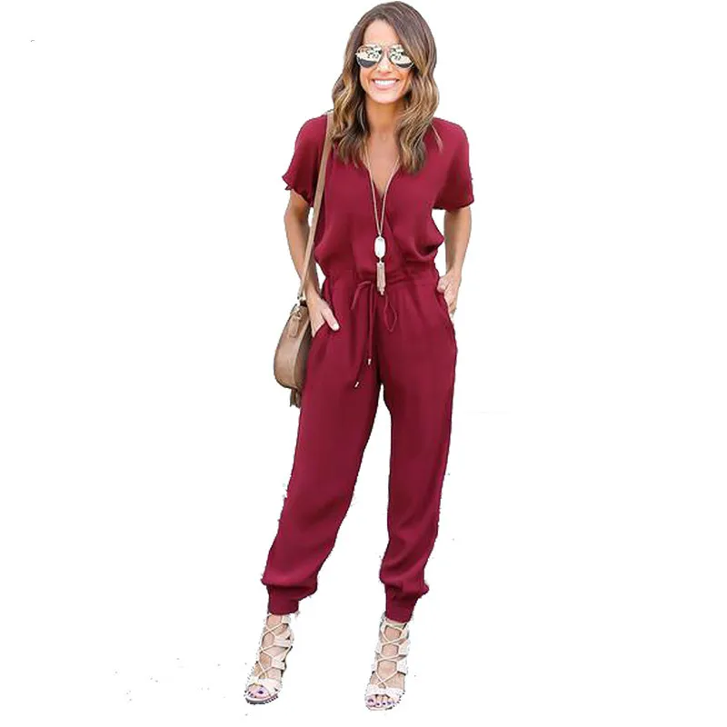 2018 Summer Sexy V Neck Pleated Waist Pocket Rompers Womens Jumpsuit Loose Cross Overalls Short Sleeve Playsuit S -Xl
2018 Summer Sexy V Neck Pleated Waist Pocket Rompers Womens Jumpsuit Loose Cross Overalls Short Sleeve Playsuit S -Xl