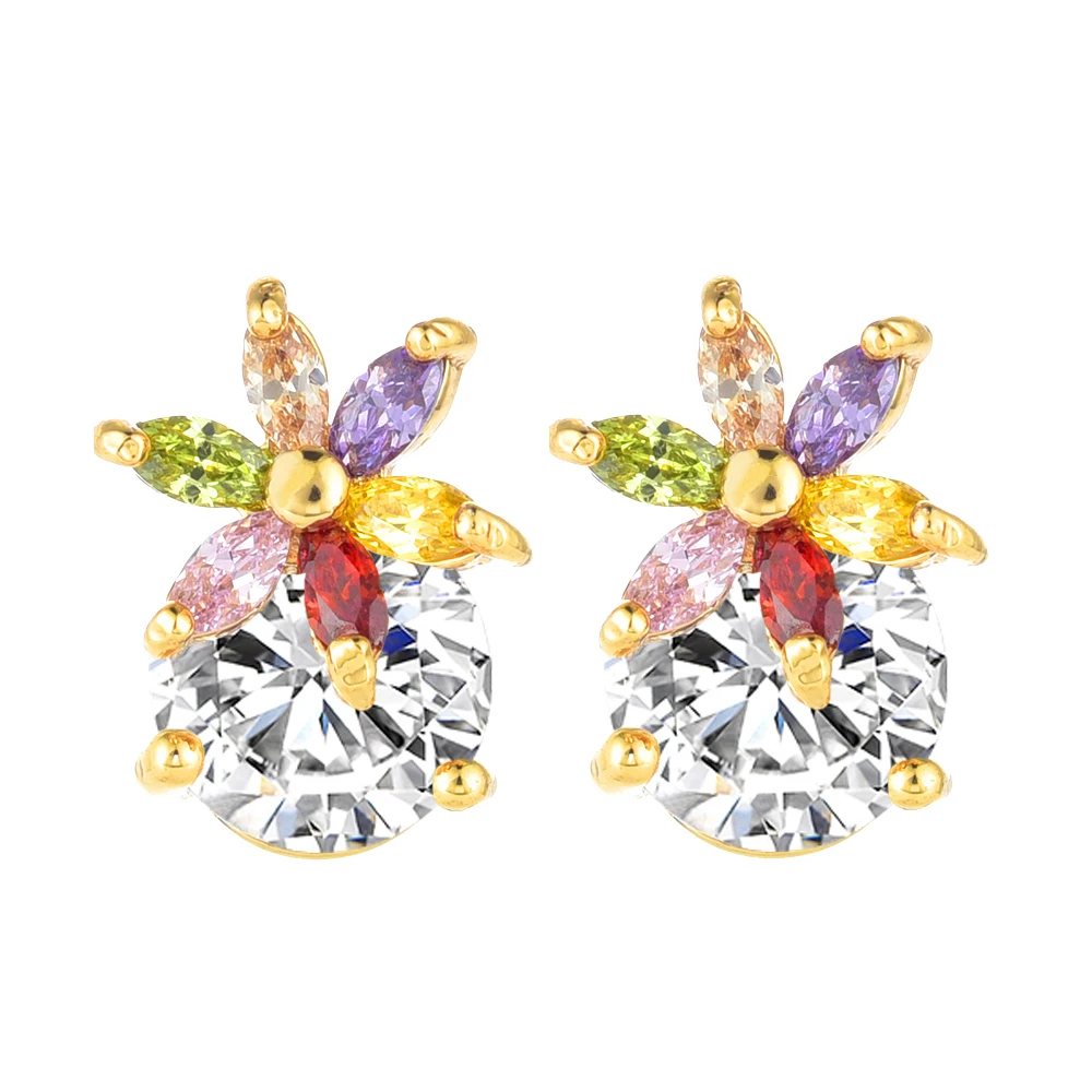 Women CZ Earrings Gold Color Colorful Flower Cubic Zirconia Stud Earrings Jewelry
Women CZ Earrings Gold Color Colorful Flower Cubic Zirconia Stud Earrings Jewelry