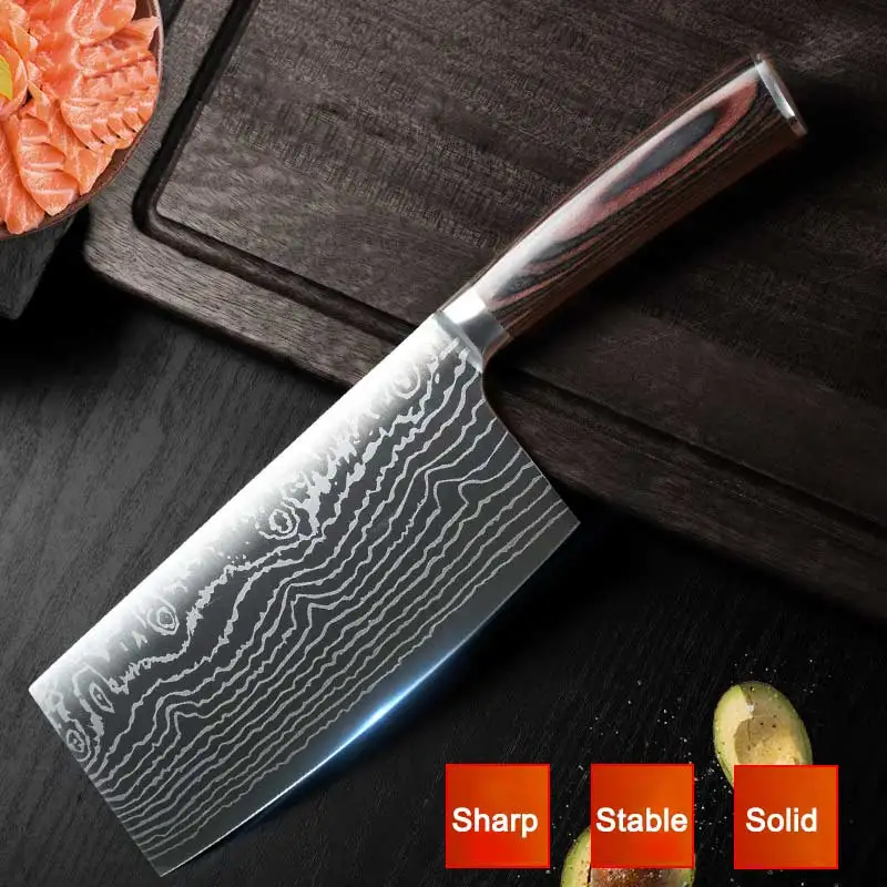 SHUOJI Stainless Steel Kitchen Knife Imitation Damascus Pattern Chef Knives 6.8 inch 5Cr15mov Kitchen Cleaver Knife Wood Handle
SHUOJI Stainless Steel Kitchen Knife Imitation Damascus Pattern Chef Knives 6.8 inch 5Cr15mov Kitchen Cleaver Knife Wood Handle