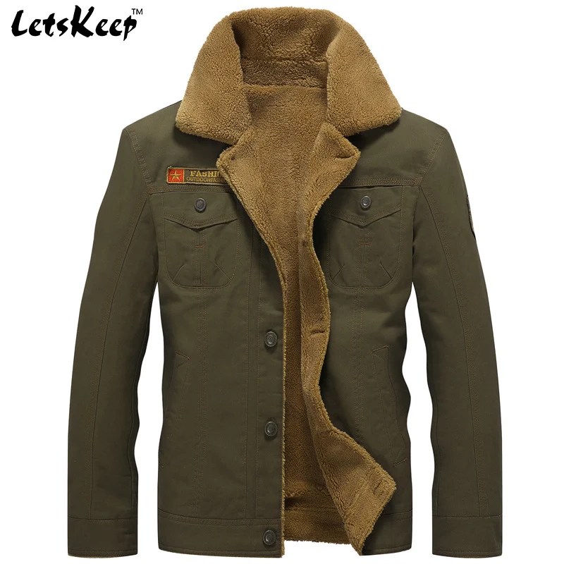 Image 2016 LetsKeep new winter Bomber Jackets Men Army Outerwear tactical jackets mens cotton thick fur collar warm coats 5XL,MA232