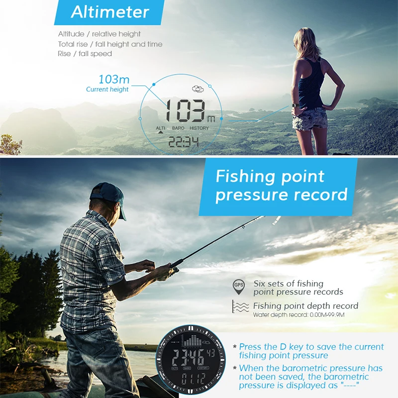 NEW Fishing Smart Watch Multifunctional EL Backlight Noctilucent Water Resistant Altitude Meter Thermometer Wristwatch For
NEW Fishing Smart Watch Multifunctional EL Backlight Noctilucent Water Resistant Altitude Meter Thermometer Wristwatch For