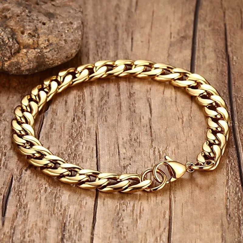 Men Hip Hop Cuban Curb Link Chain Bracelet in Golden Stainless Steel Braslet Male Jewelry Accessories
Men Hip Hop Cuban Curb Link Chain Bracelet in Golden Stainless Steel Braslet Male Jewelry Accessories