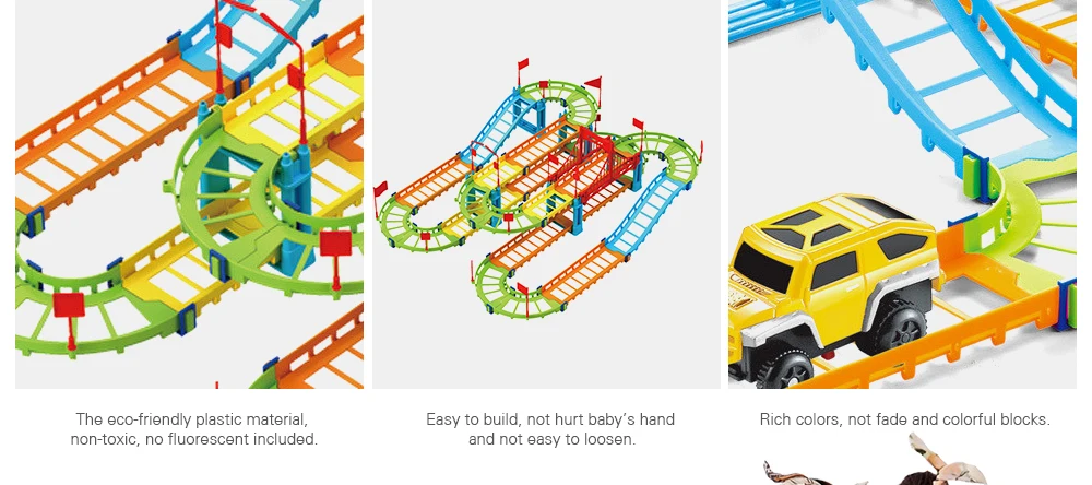 Shape Changeable Track Building Block Toy for Kids 92pcs
