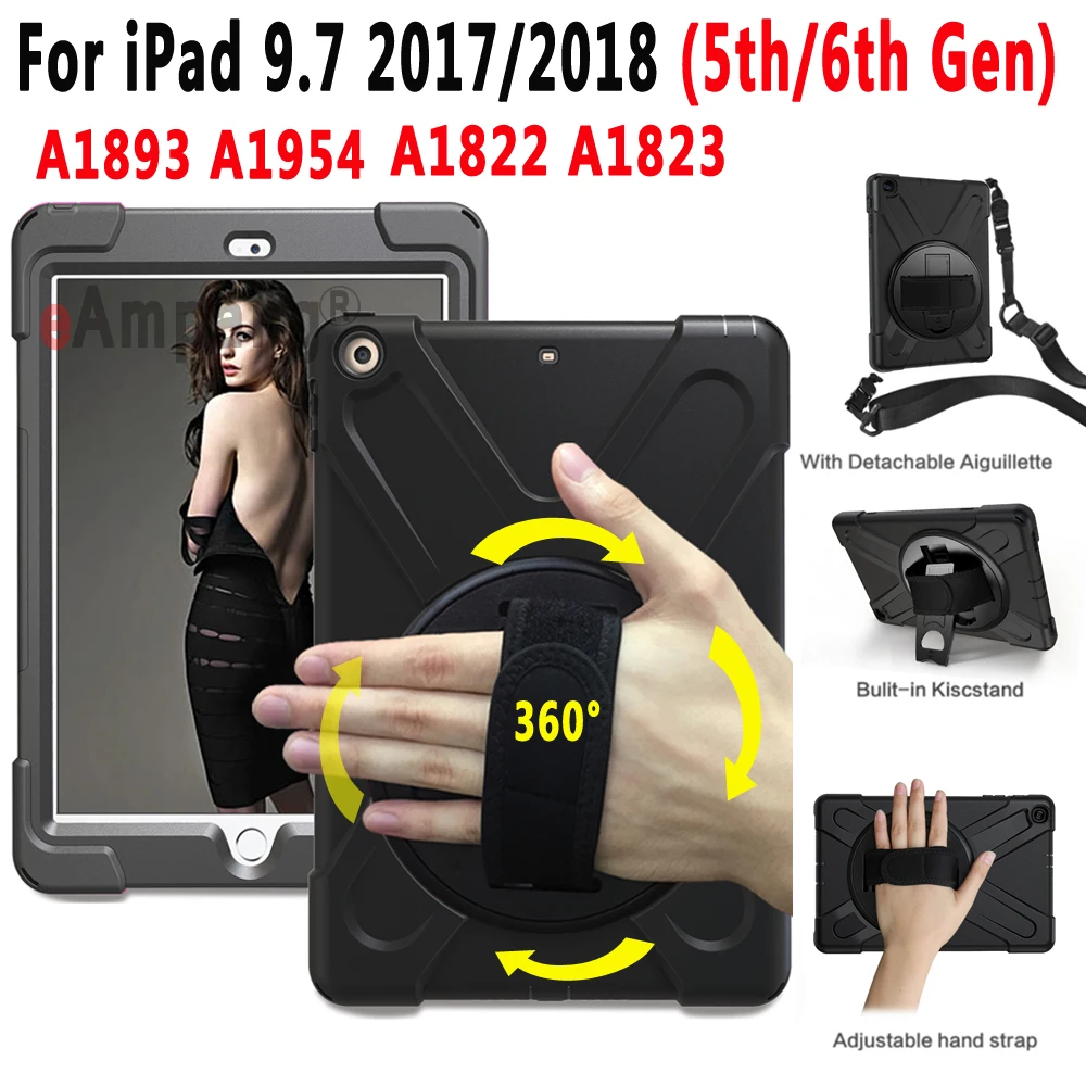 Shoulder Strap Case for Apple iPad 9.7 2017 2018 5th 6th Generation A1822 A1823 A1893 Rotatig Kids Safe Shockproof Cover Funda
Shoulder Strap Case for Apple iPad 9.7 2017 2018 5th 6th Generation A1822 A1823 A1893 Rotatig Kids Safe Shockproof Cover Funda
