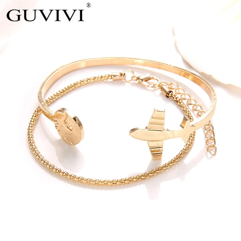 New Fashion Female Gold Color Bangle Bracelets For Women 2018 Personality Airplane Pattern Bracelet Set Jewelry Christmas Gifts
New Fashion Female Gold Color Bangle Bracelets For Women 2018 Personality Airplane Pattern Bracelet Set Jewelry Christmas Gifts
