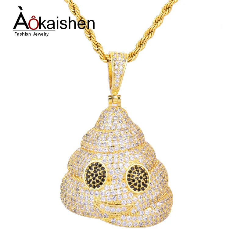 Poop Emoji Character Iced Out Pendant Gold Necklace With 4mm Tennis Chain AAA Cubic Zircon Men's Hip hop Rock Jewelry 5.2x3.2cm
Poop Emoji Character Iced Out Pendant Gold Necklace With 4mm Tennis Chain AAA Cubic Zircon Men's Hip hop Rock Jewelry 5.2x3.2cm