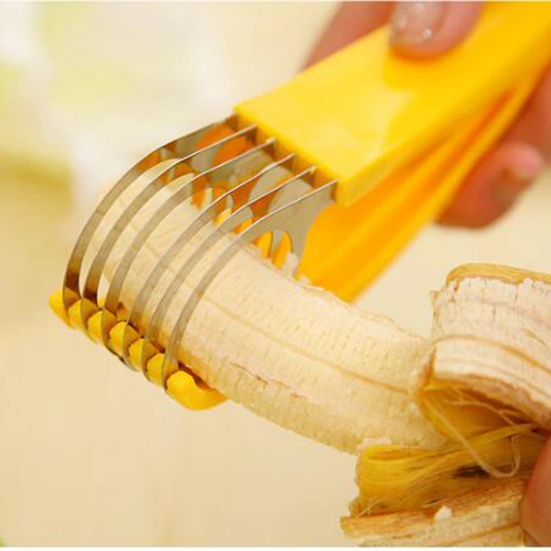 Stainless Steel banana cutter fruit Vegetable sausage Slicer Salad Sundaes tools cooking tools Kitchen Accessories gadgets28
Stainless Steel banana cutter fruit Vegetable sausage Slicer Salad Sundaes tools cooking tools Kitchen Accessories gadgets28