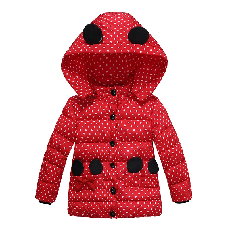 2 Bibihou Winter Coats Kids Clothes Children Clothing Cotton Girl Coat Jacket Fashion Warm Outerwear Jackets For Girls Minnie dot