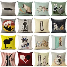Funny I WANT YOU Cat Printed Cotton Linen Pillowcase Decorative Cushion Pillows Use For Home Sofa Car Office Almofadas Cojines