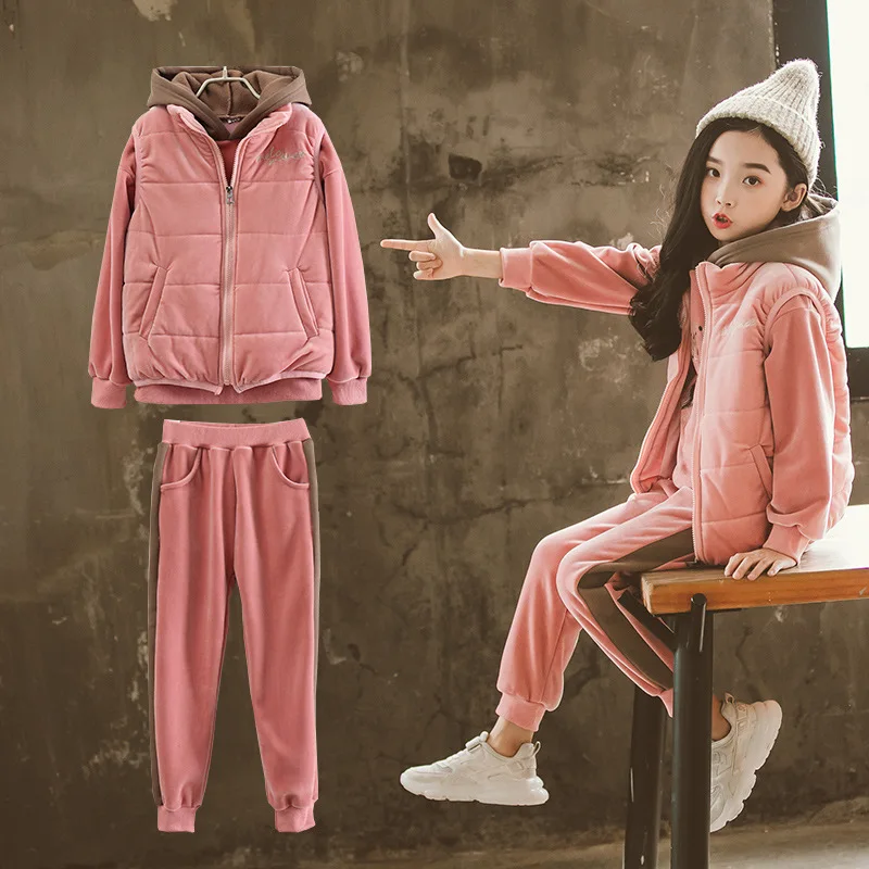 Kids Clothes Set Girls Winter Warm Children Clothing Teenage Hooded Sweatshirt + Vest Coat + Pant 3pcs Sports Suit 6 7 8 9 10 12 
Kids Clothes Set Girls Winter Warm Children Clothing Teenage Hooded Sweatshirt + Vest Coat + Pant 3pcs Sports Suit 6 7 8 9 10 12