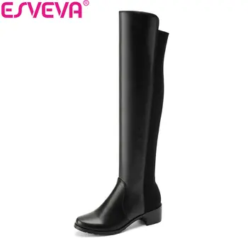 ESVEVA 2019 Women Boots Flock+PU Square Med Heels Round Toe Over The Knee Boots Slip on Spring Autumn Ladies Boots Size 34-43
ESVEVA 2019 Women Boots Flock+PU Square Med Heels Round Toe Over The Knee Boots Slip on Spring Autumn Ladies Boots Size 34-43