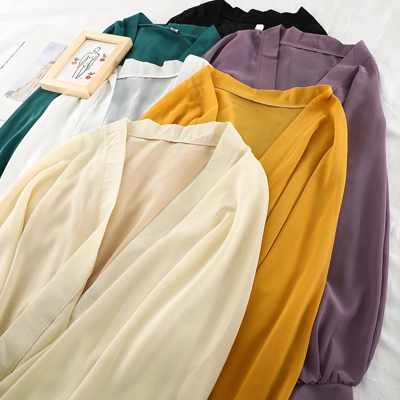 2019 new fashion women's clothing adult Spring fresh candy color solid color mesh long cardigan sunscreen shirt H070
2019 new fashion women's clothing adult Spring fresh candy color solid color mesh long cardigan sunscreen shirt H070