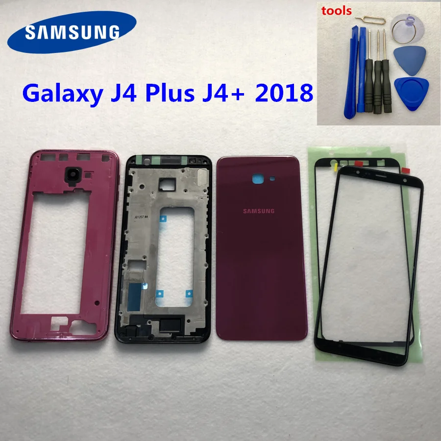 Для Samsung Galaxy J4 plus + 2018 J415 J415F ЖК-панель Крышка средняя рамка батарейный отсек полный