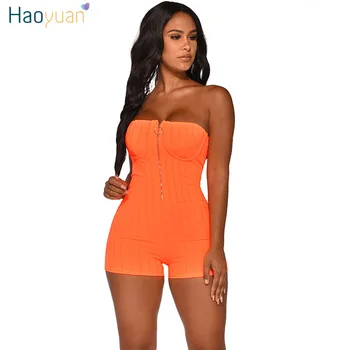 HAOYUAN Off Shoulder Backless Bodycon Rompers Women Jumpsuit Biker Shorts One Piece Overalls Summer Body Front Zip Sexy Playsuit
HAOYUAN Off Shoulder Backless Bodycon Rompers Women Jumpsuit Biker Shorts One Piece Overalls Summer Body Front Zip Sexy Playsuit