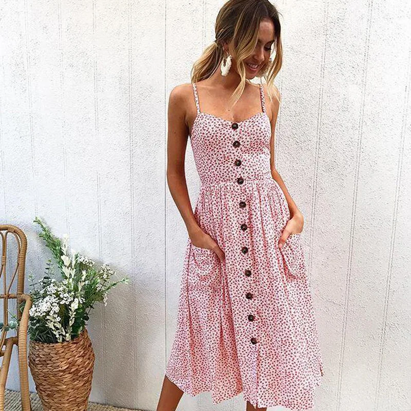 Sexy Summer Dress Women 2018 Floral Print Sleeveless Sexy Spaghetti Strap V Neck Button Bodycon High Waist A-Line Midi Sundress
Sexy Summer Dress Women 2018 Floral Print Sleeveless Sexy Spaghetti Strap V Neck Button Bodycon High Waist A-Line Midi Sundress